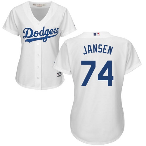 Dodgers #74 Kenley Jansen White Home Women's Stitched MLB Jersey - Click Image to Close